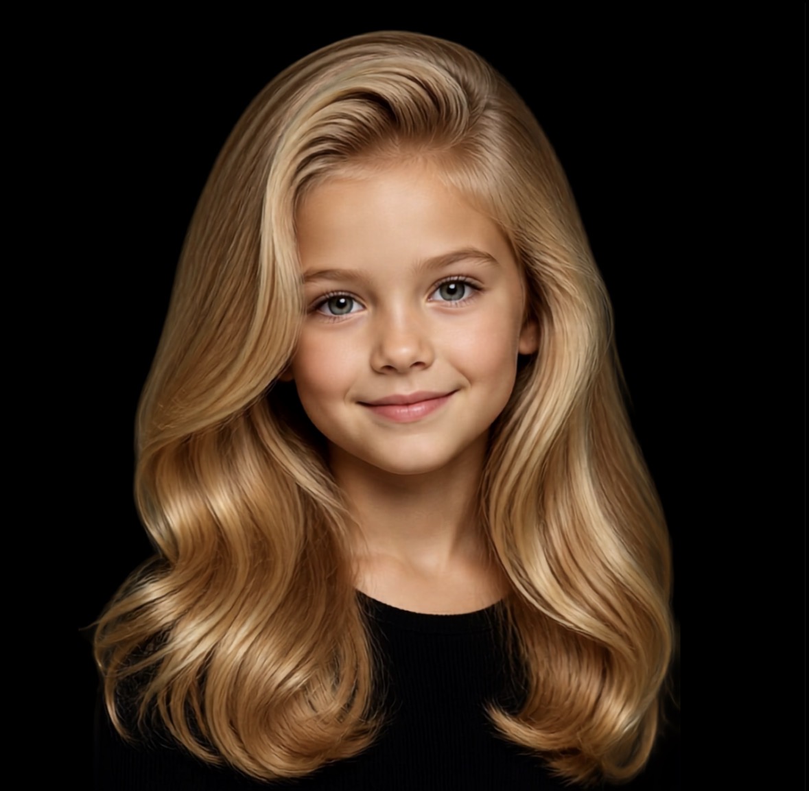 Young girl with long, soft golden-blonde waves
